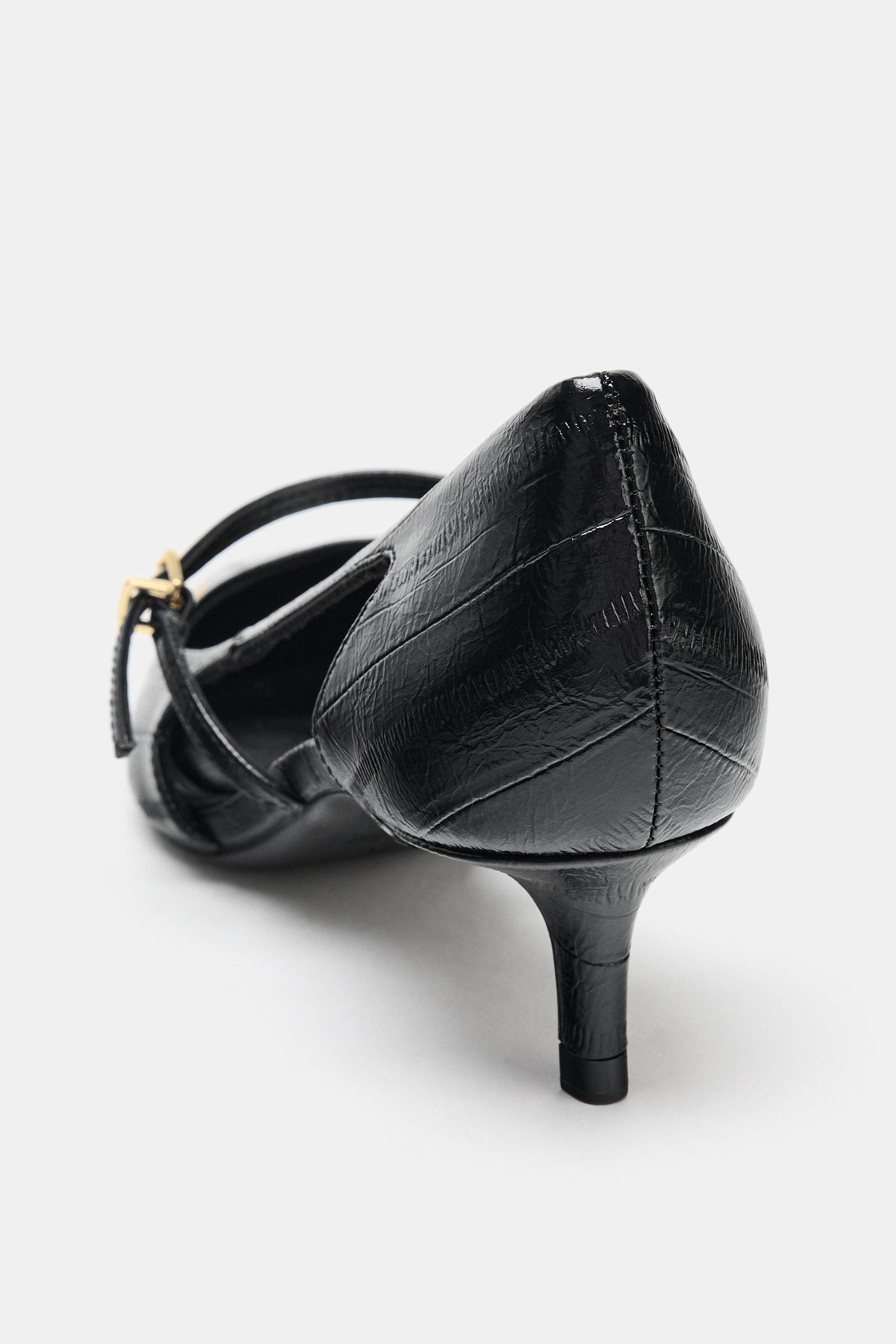 EMBOSSED MID-HEIGHT HEELS WITH SIDE CUTOUTS